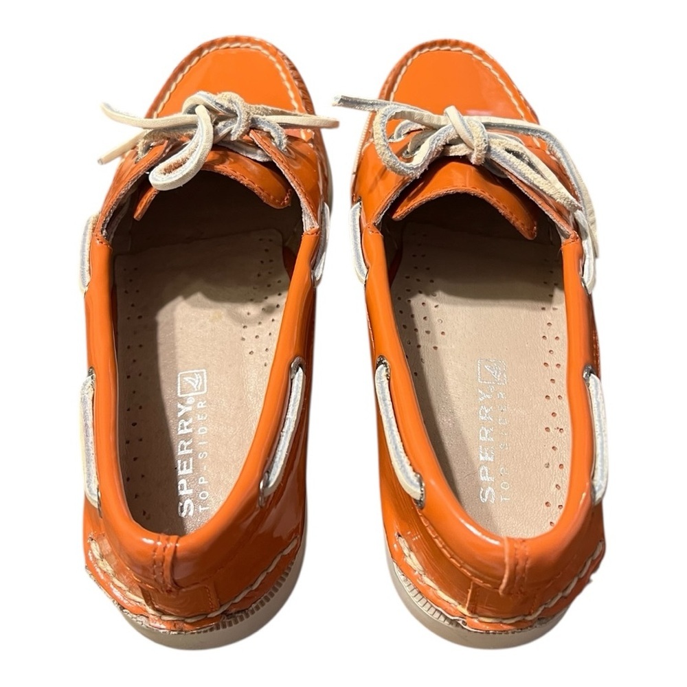 Sperry Patent Orange Leather Top-Sider Boat Shoes Lace-up Size 6M - Picture 6 of 9
